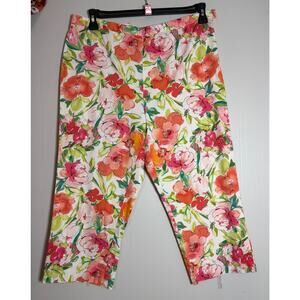 Lauren Ralph Lauren Floral Side Zipper Button Capri Pants